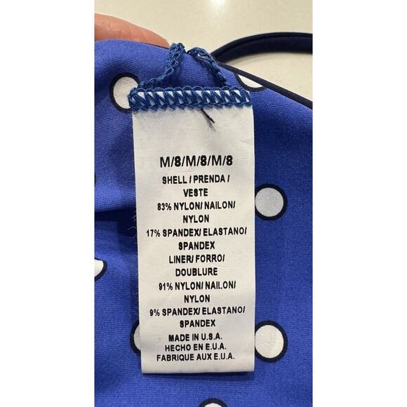 Vitamin A Rio Reversible Bikini Top Bottom Blue Polka Dot 2 Piece Set Retro NEW - Picture 8 of 10